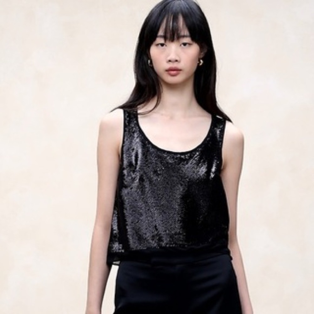 Banana Republic sequin mesh tank